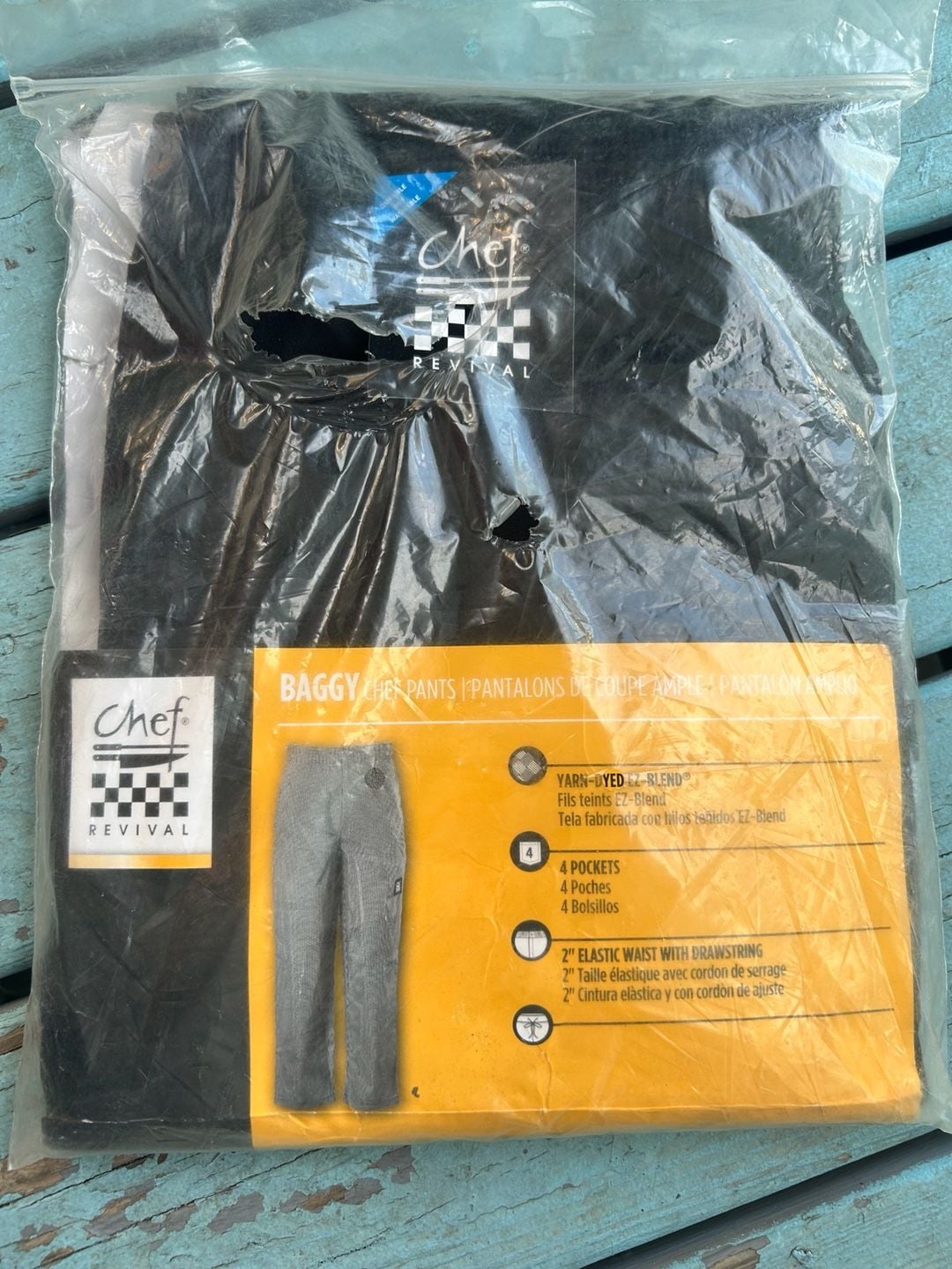 Chef Revival Baggy Chef Pants Size 2XL Black 4 Pockets Drawstring 1