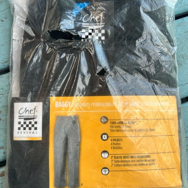 Chef Revival Baggy Chef Pants Size 2XL Black 4 Pockets Drawstring