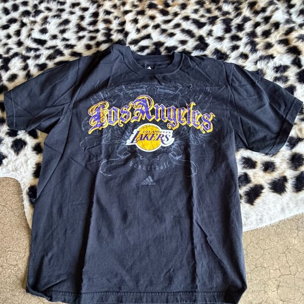 Adidas NBA Los Angeles Lakers T-Shirt Size L Black Graphic