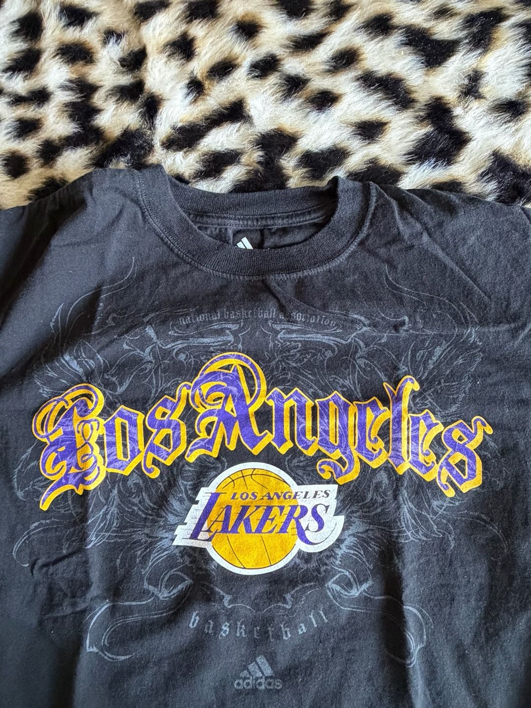 Adidas NBA Los Angeles Lakers T-Shirt Size L Black Graphic 3