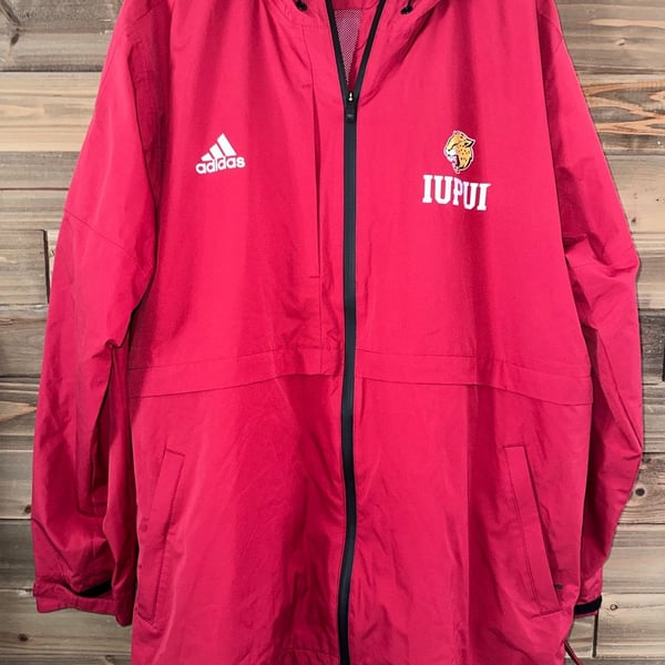 No.17 Adidas IUPUI Jaguars Full Zip Windbreaker Jacket Size XL Red