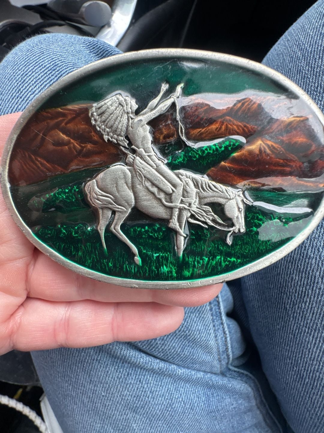 Bergamot Brass Works Chief Joseph End of the Trail Belt Buckle Enameled 2