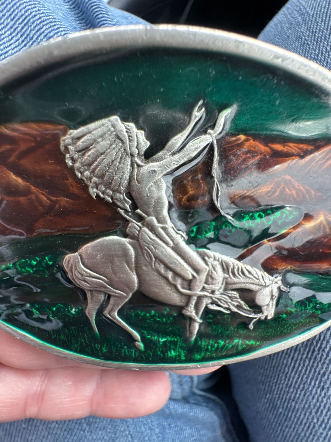 Bergamot Brass Works Chief Joseph End of the Trail Belt Buckle Enameled 3