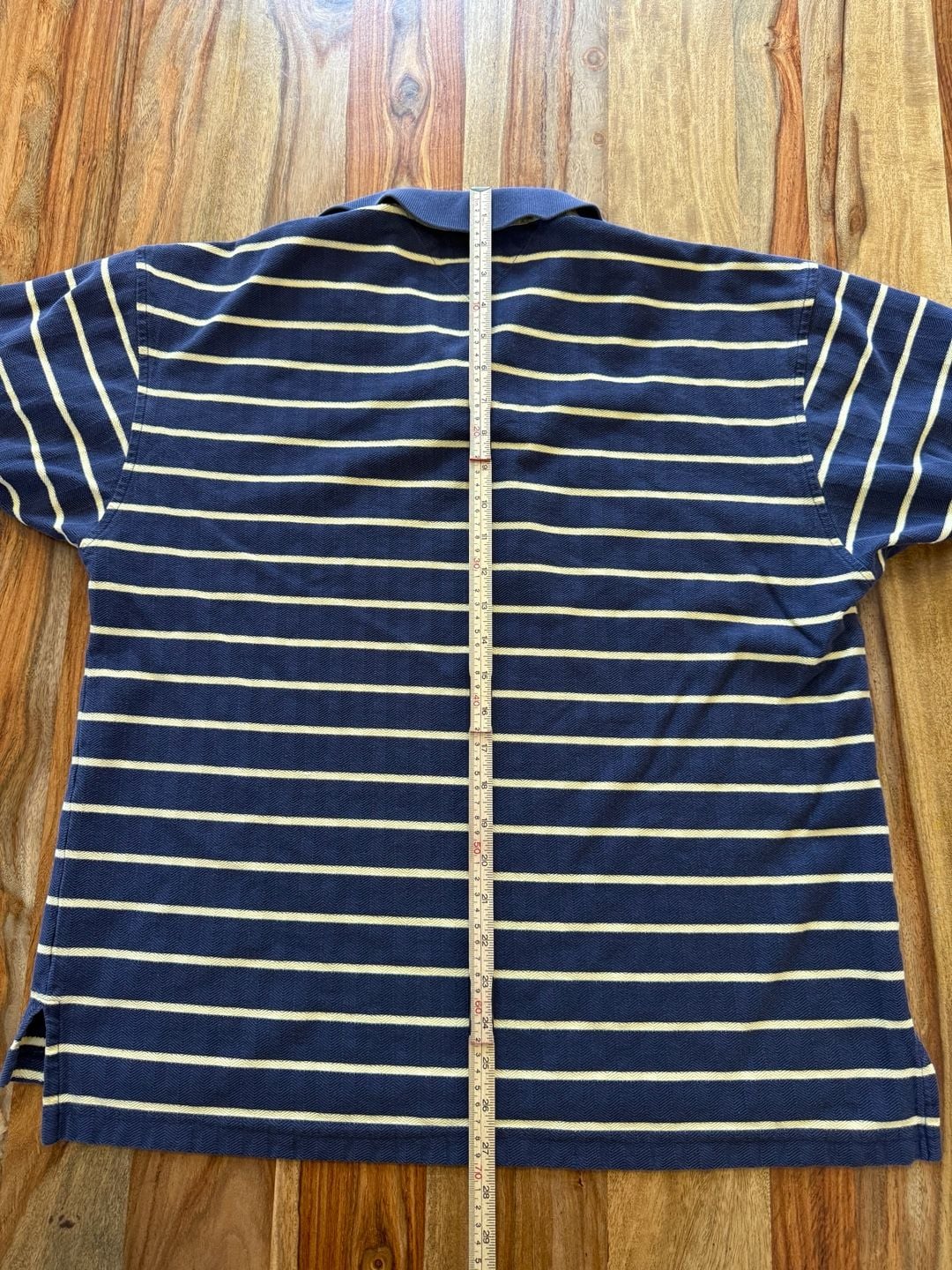 Vintage 90s Tommy Hilfiger Striped Polo Shirt Size L Blue Yellow 5