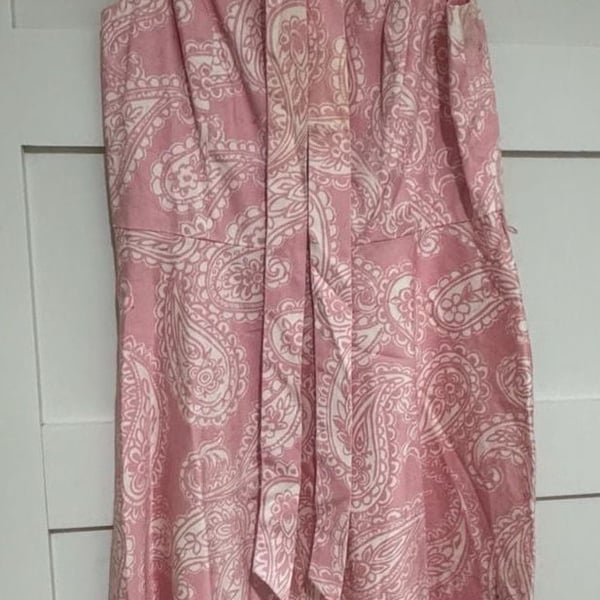 Chaps Paisley Sundress Size 10 Pink White Cotton Stretch