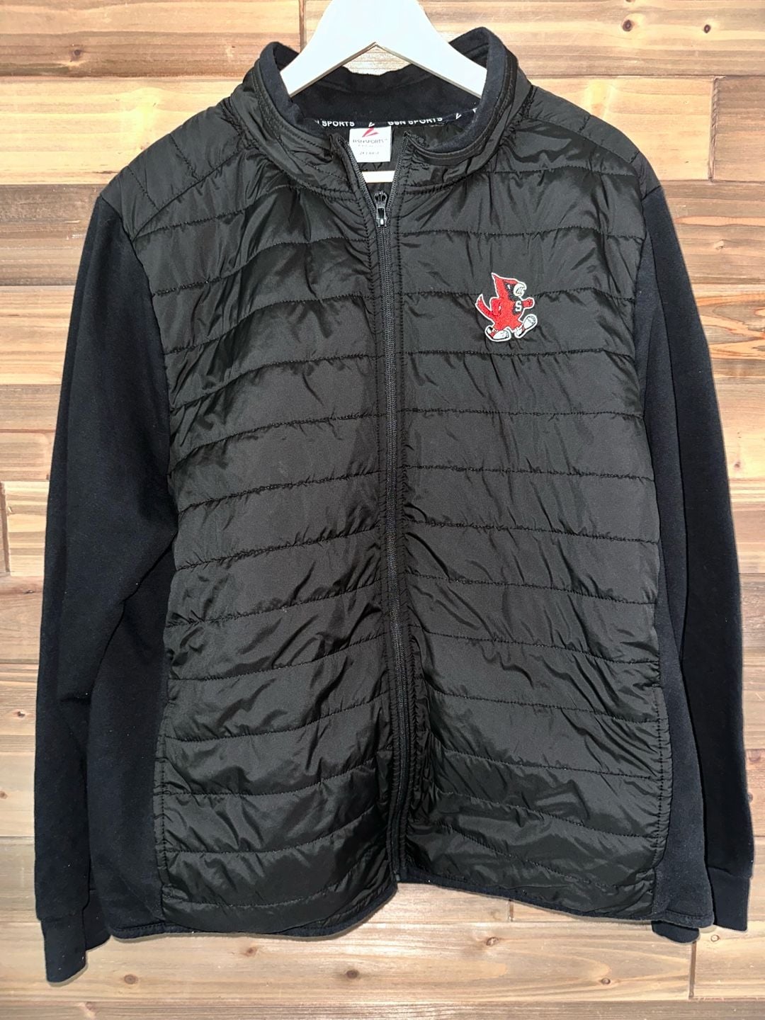 No.18 Bsn Sports Full Zip Hybrid Jacket Size 2X-Large Black Cardinal Mascot 2