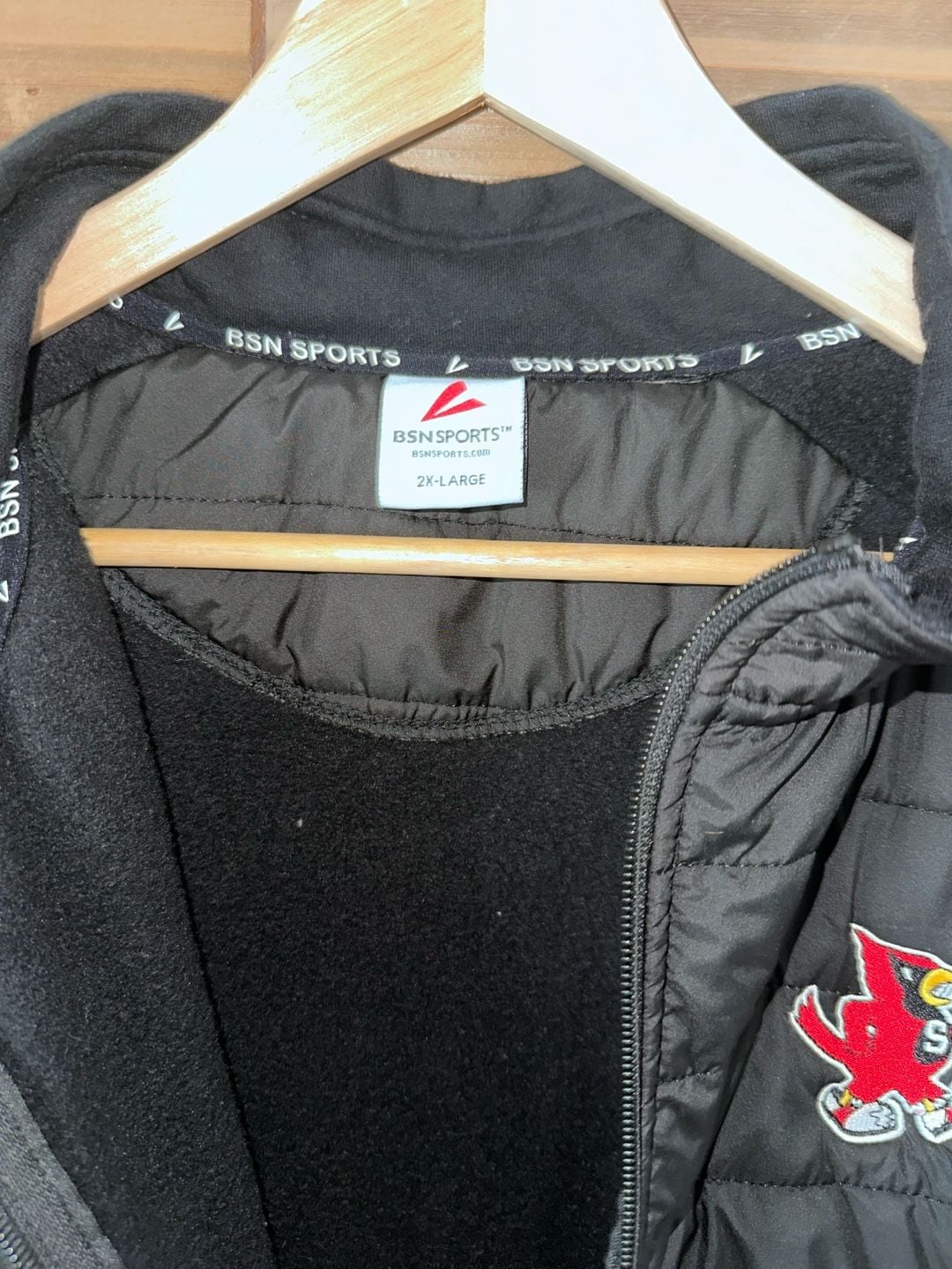 No.18 Bsn Sports Full Zip Hybrid Jacket Size 2X-Large Black Cardinal Mascot 3