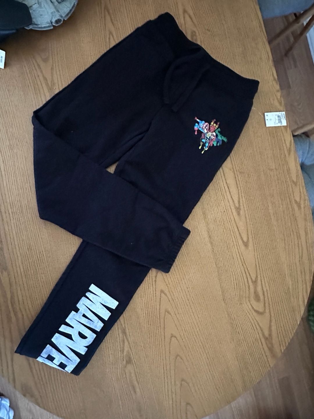 Marvel Sweatpants Size S Black Superhero Graphic Joggers 1