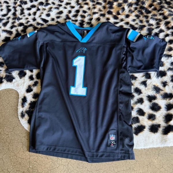 NFL Team Apparel Cam Newton Carolina Panthers Jersey Youth XL Black #1