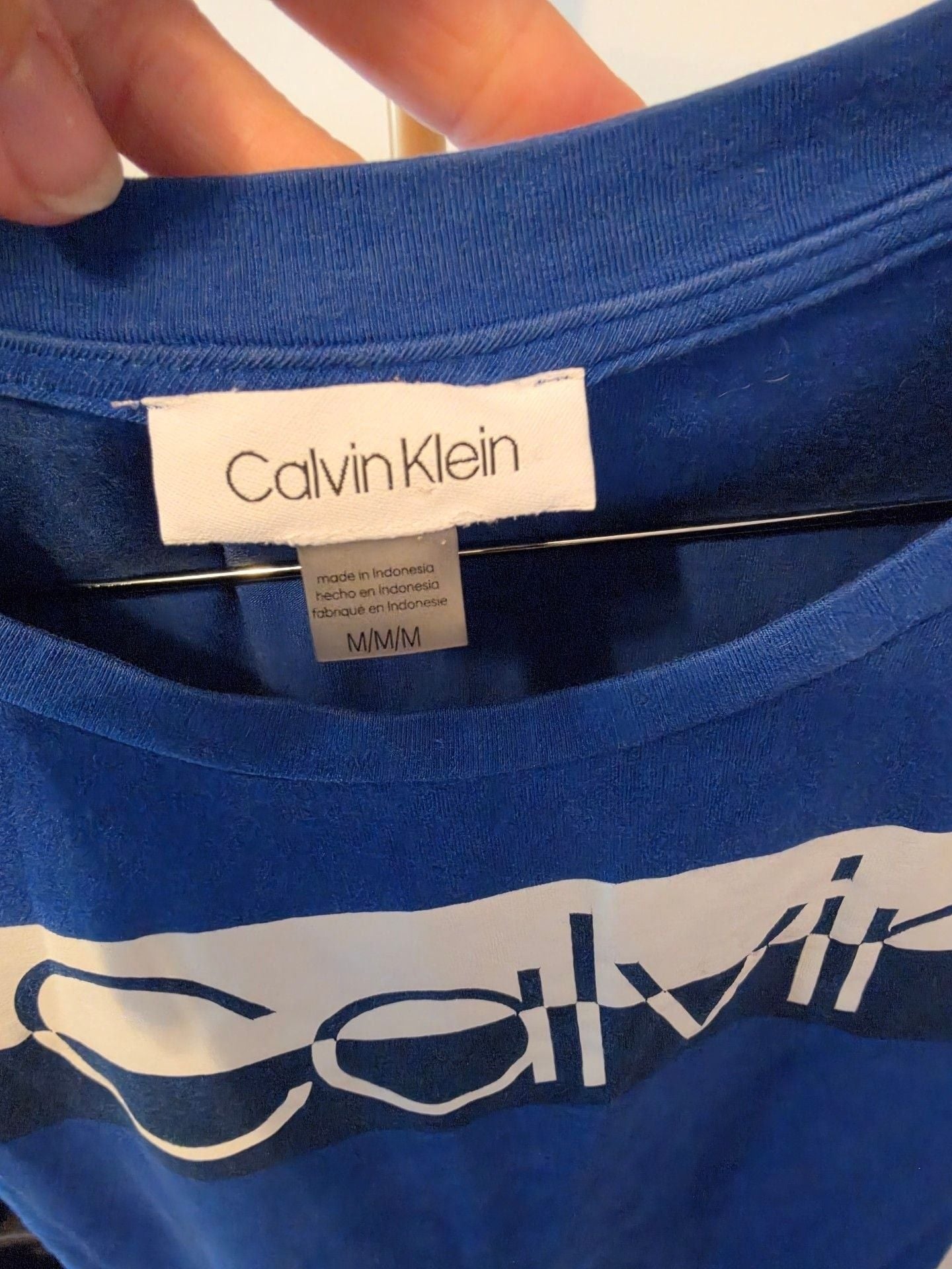Calvin Klein T-Shirt Dress Size M Blue Colorblock Logo 4