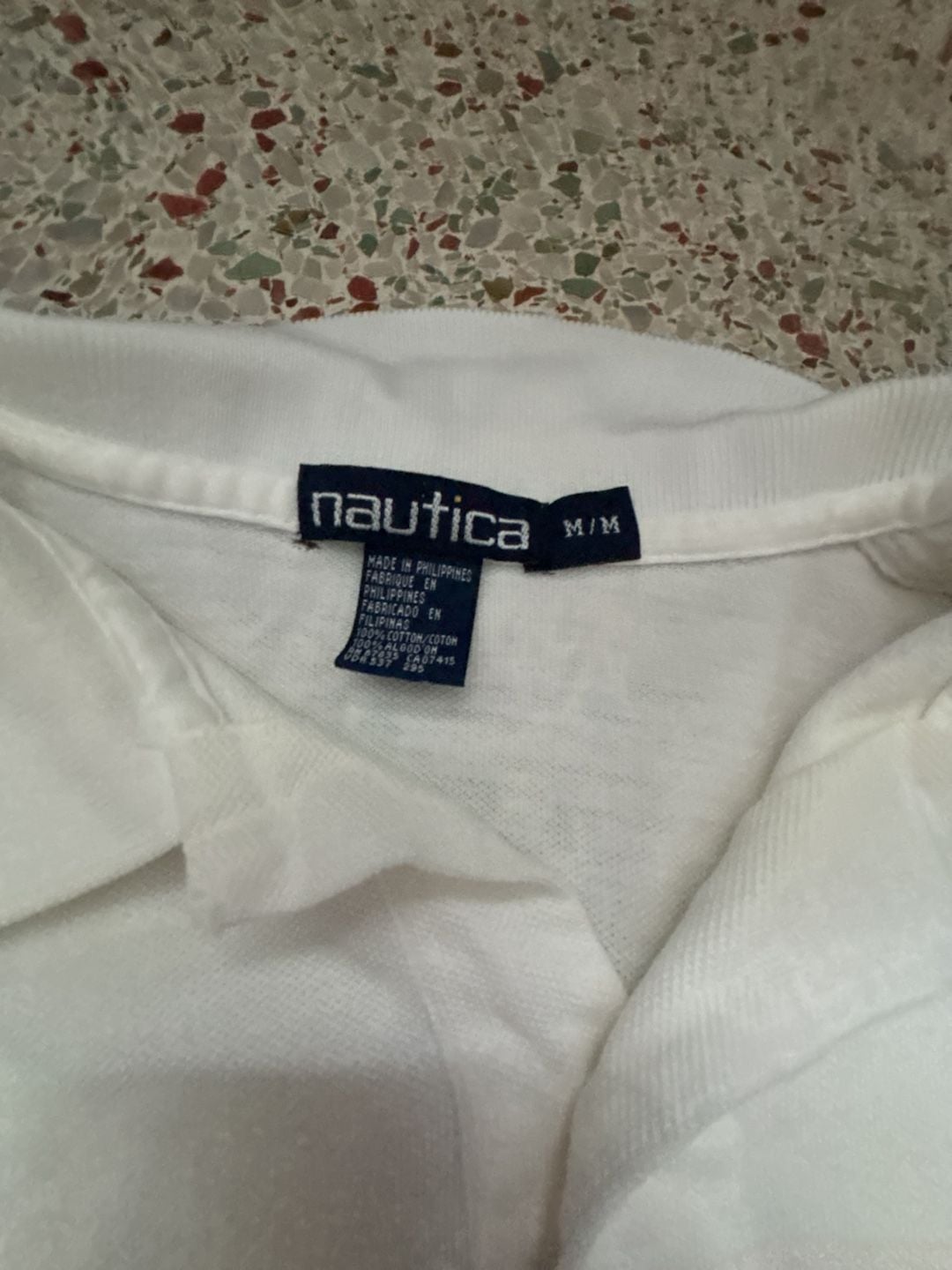 Nautica Striped Polo Shirt Size M White Brown Cotton 3