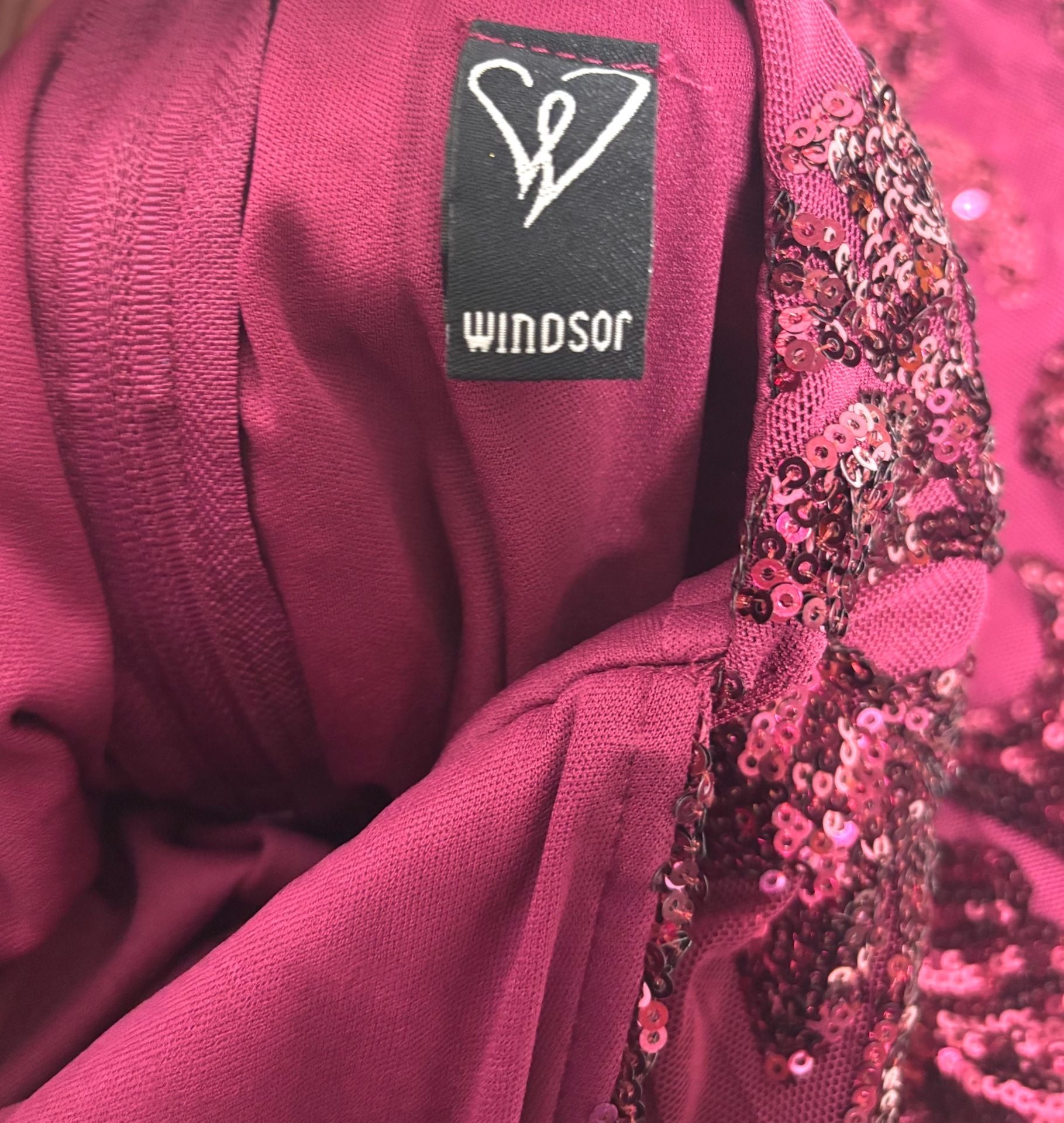Windsor Lana Sequin Mesh Formal Dress Burgundy 7