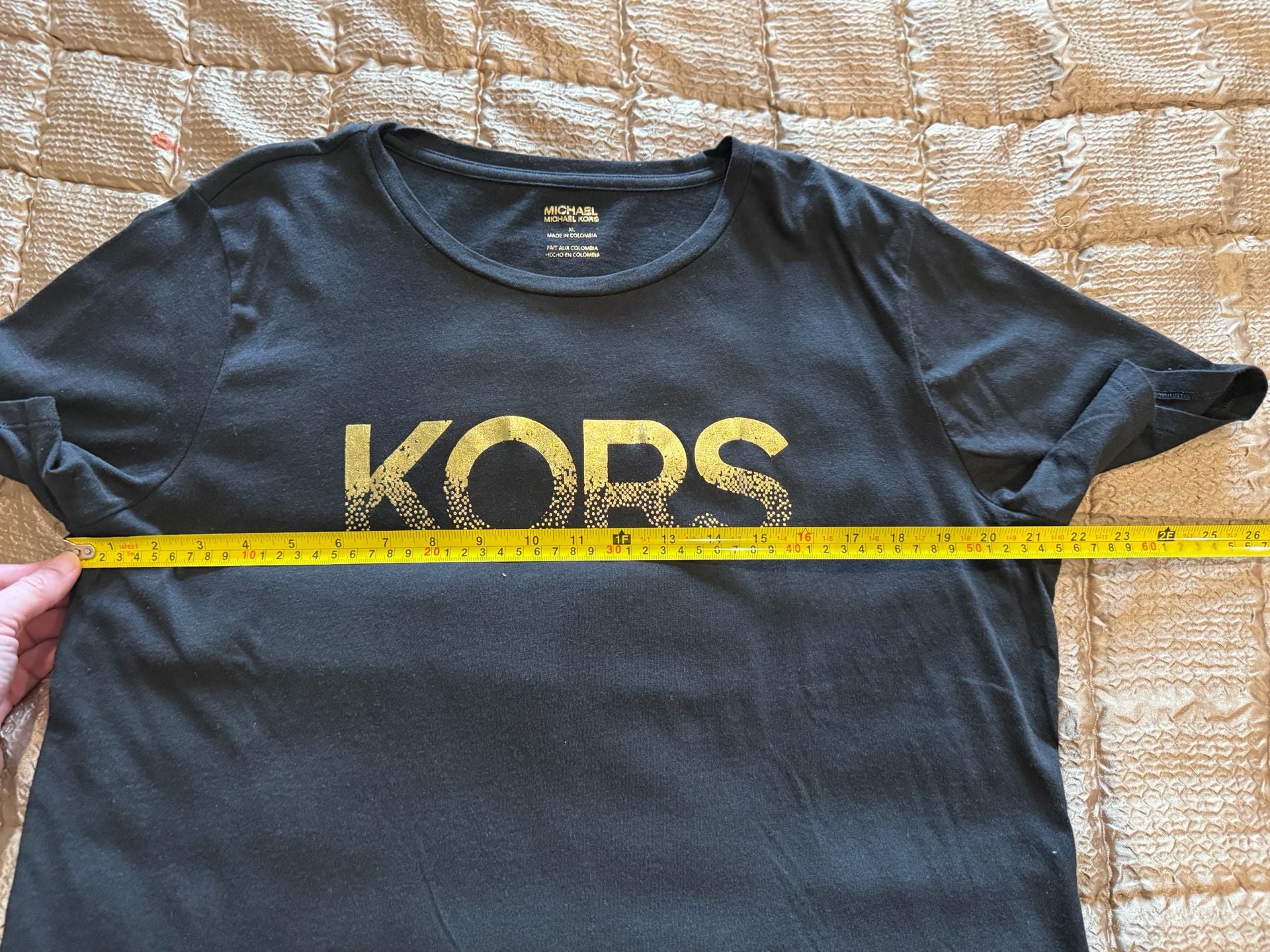 Michael Kors Sequined Logo Cotton T-Shirt in Black 5