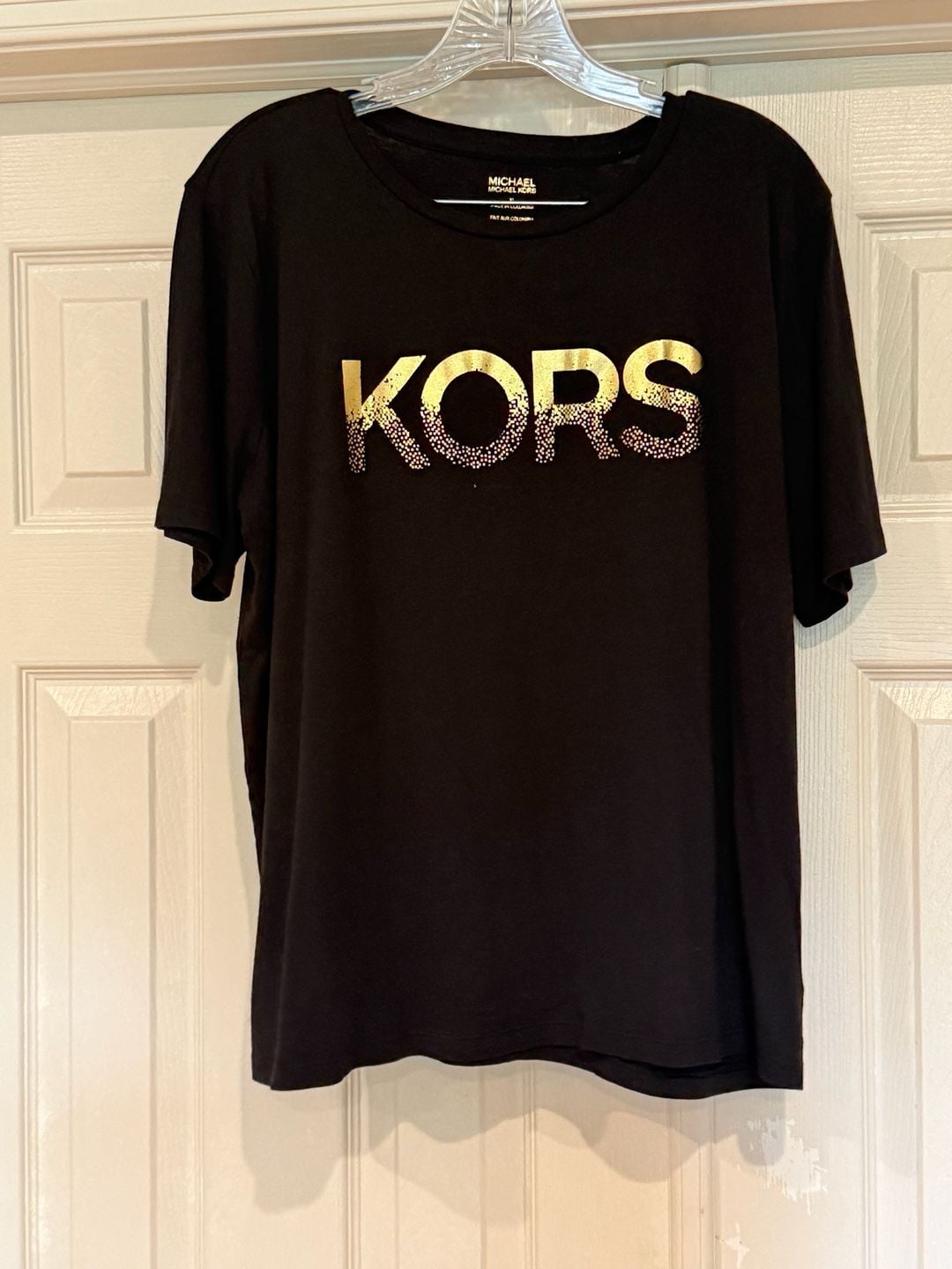 Michael Kors Sequined Logo Cotton T-Shirt in Black 7