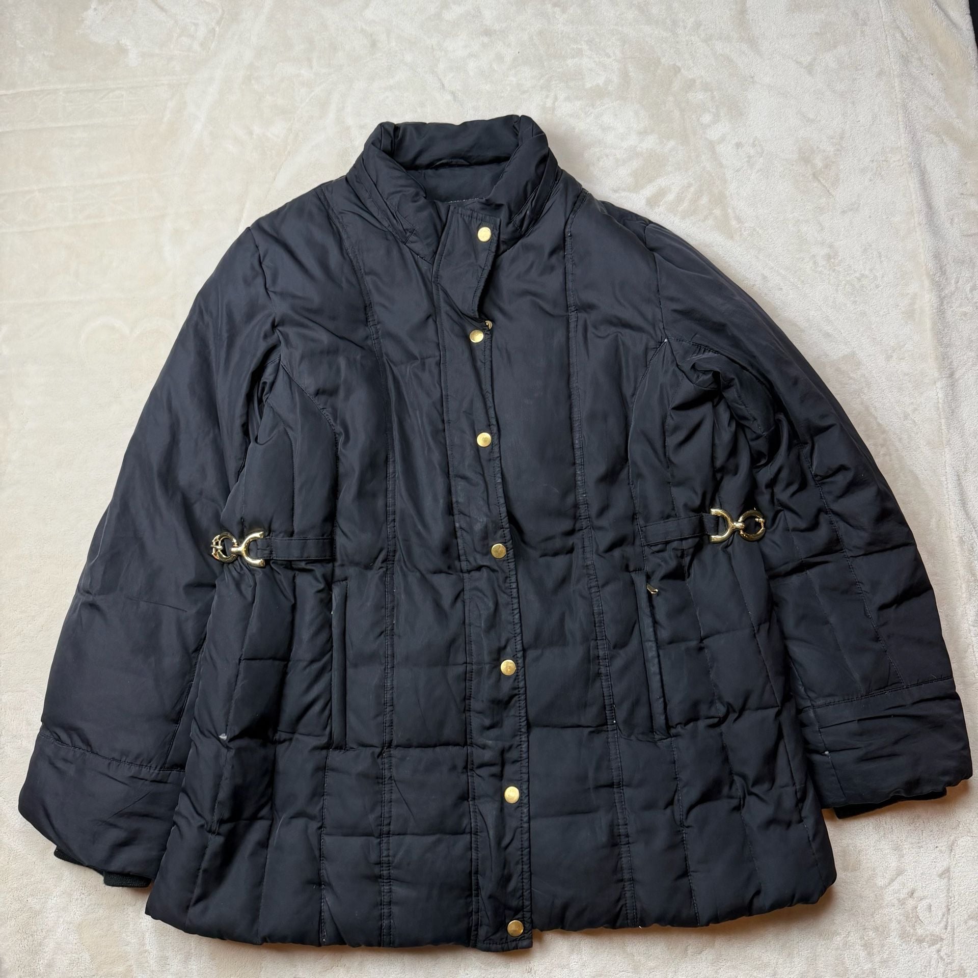 Y2K Fashion Bug Puffer Jacket Size XL Black Down Quilted Coat 2