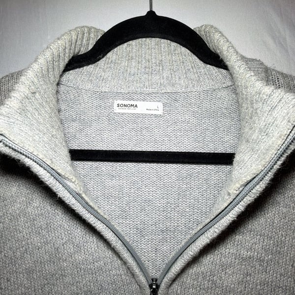 Sonoma Goods For Life Quarter Zip Sweater Size L Grey Knit