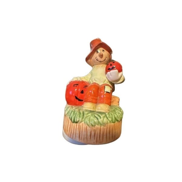 Vintage Russ Fall Harvest Scarecrow Ceramic Figurine