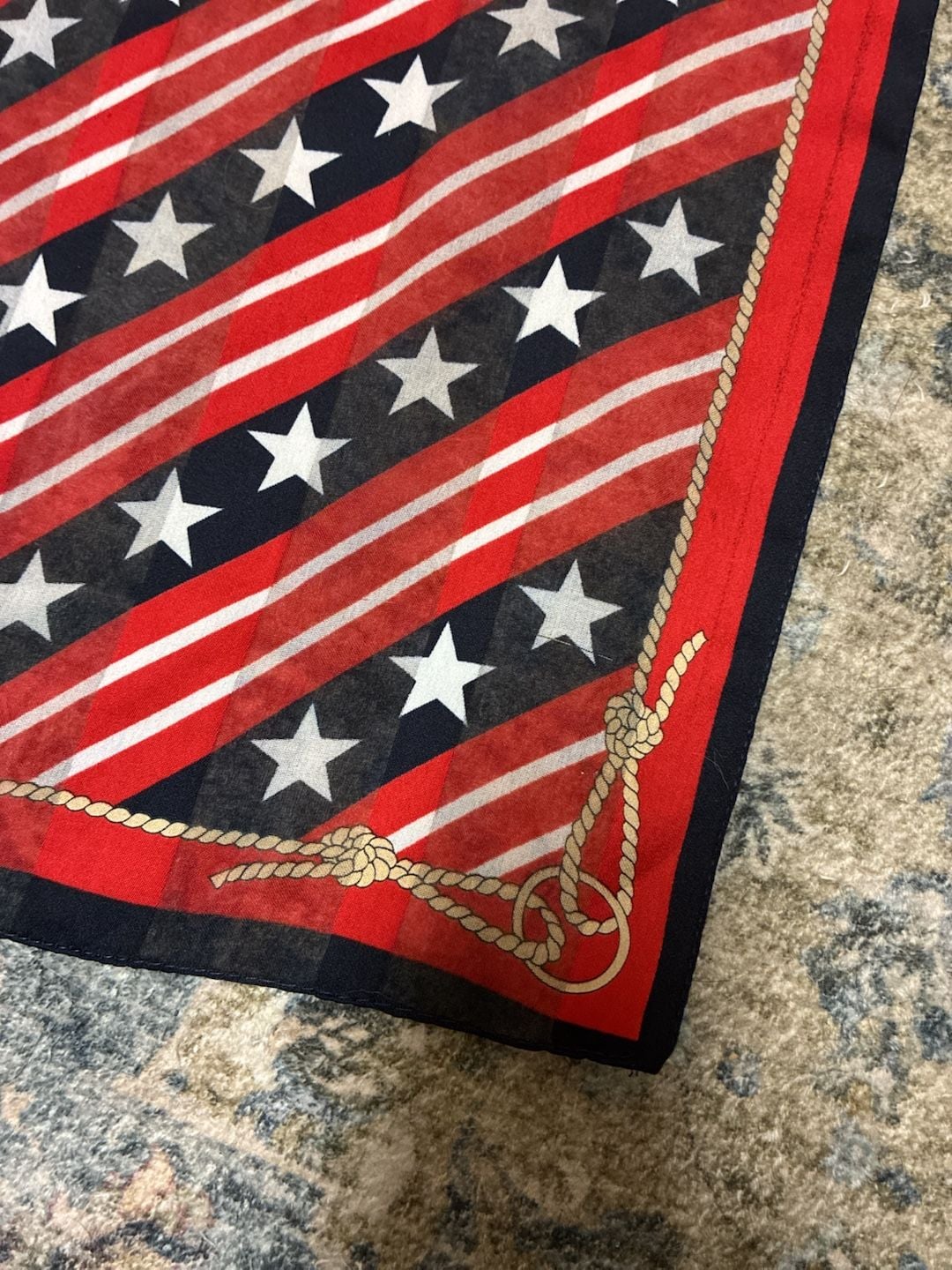Vintage Anchor Star Nautical Scarf Red White Blue 4