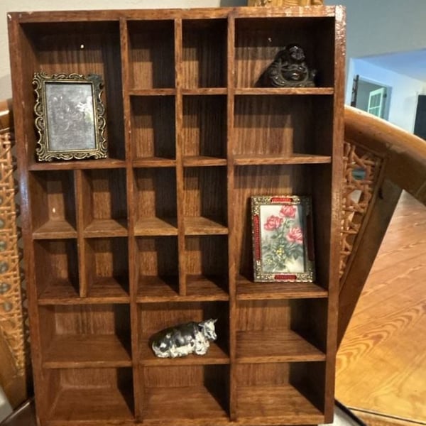 Vintage Wood Shadow Box Curio Shelf Display Cubby