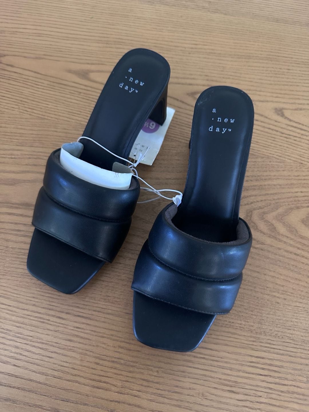A New Day Lilah Padded Slide Sandals Heels Size 6.5 Black 3