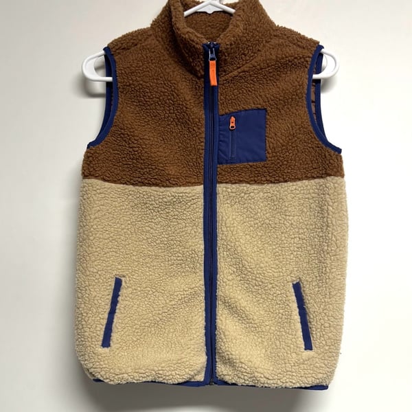 Carter's Zip-Up Sherpa Vest Size 14/14A Brown Colorblock