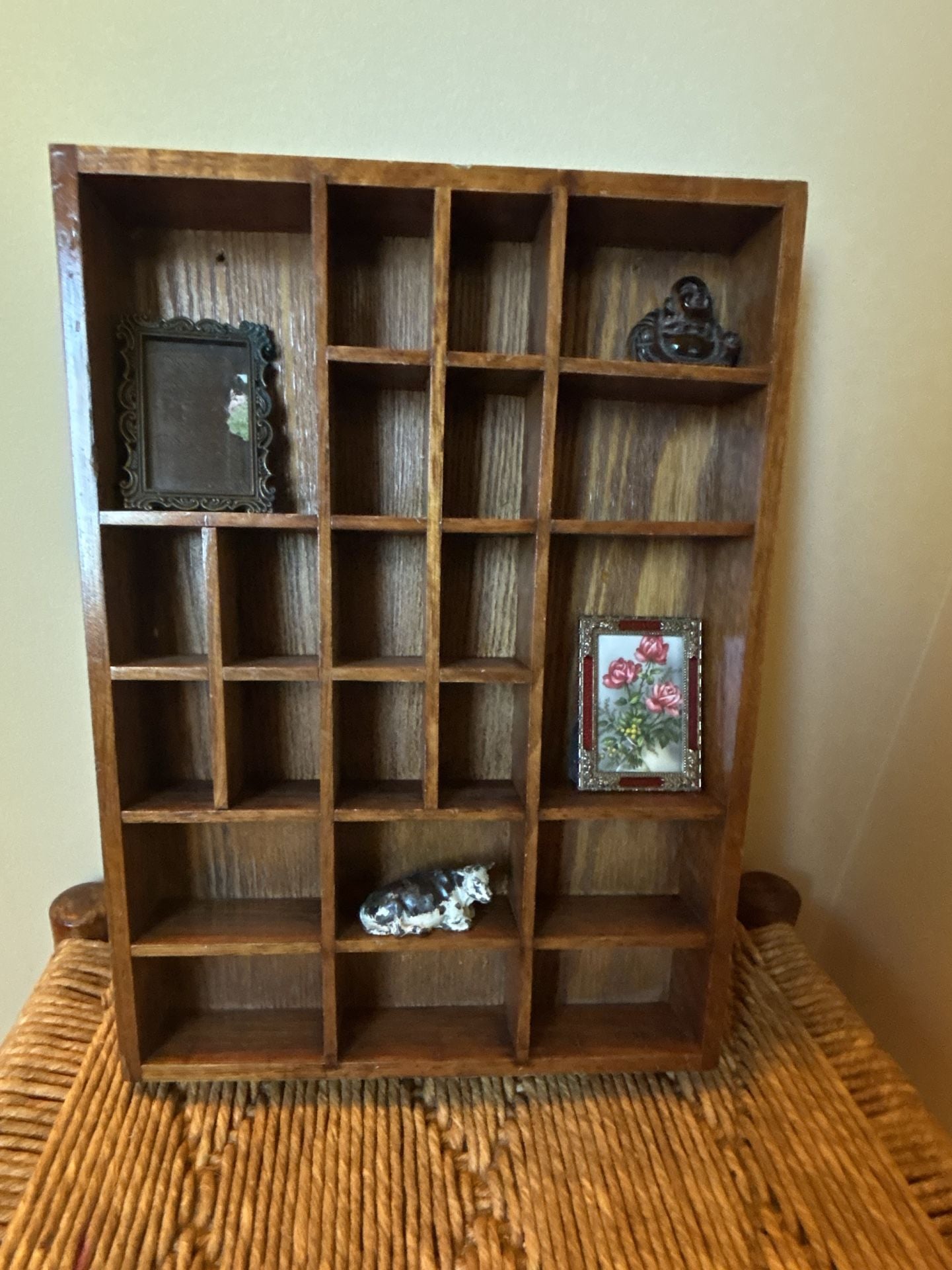 Vintage Wood Shadow Box Curio Shelf Display Cubby 10