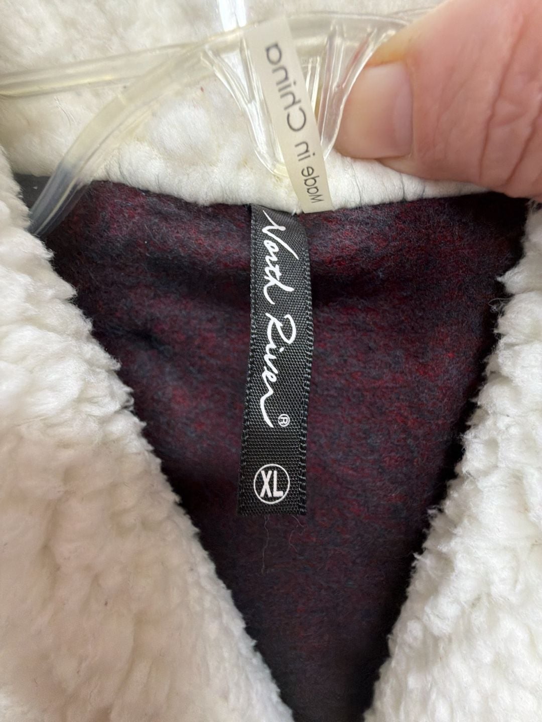 North River Cardigan Jacket Size XL Burgundy Sherpa Lined 3