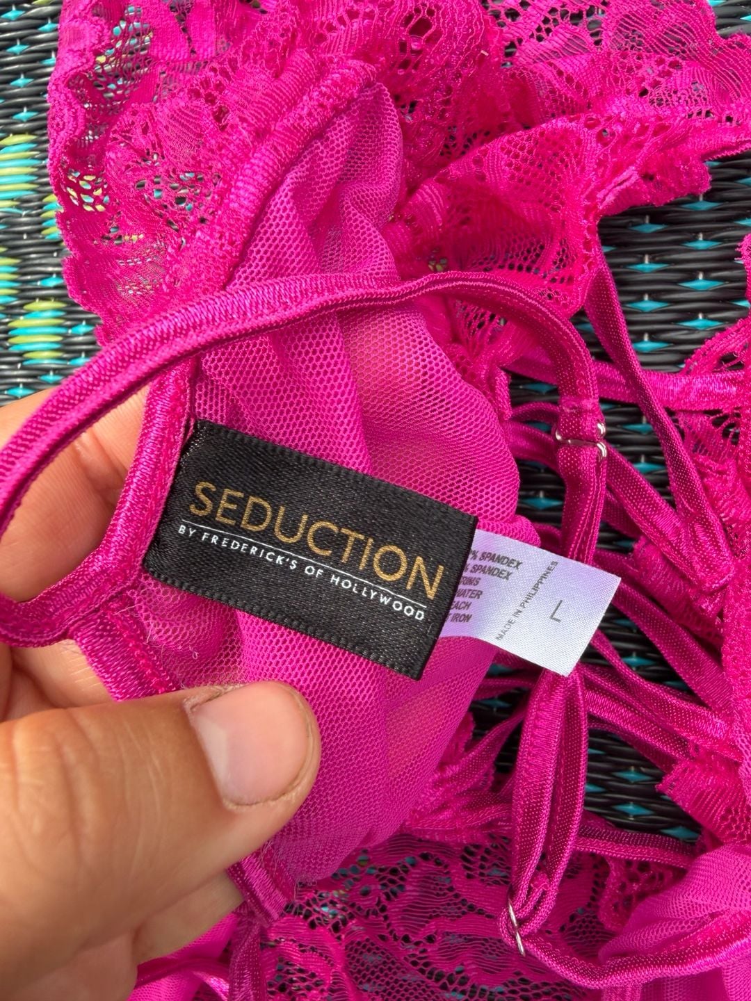 Seduction by Frederick's of Hollywood Chemise Size L Pink Lace Lingerie 6
