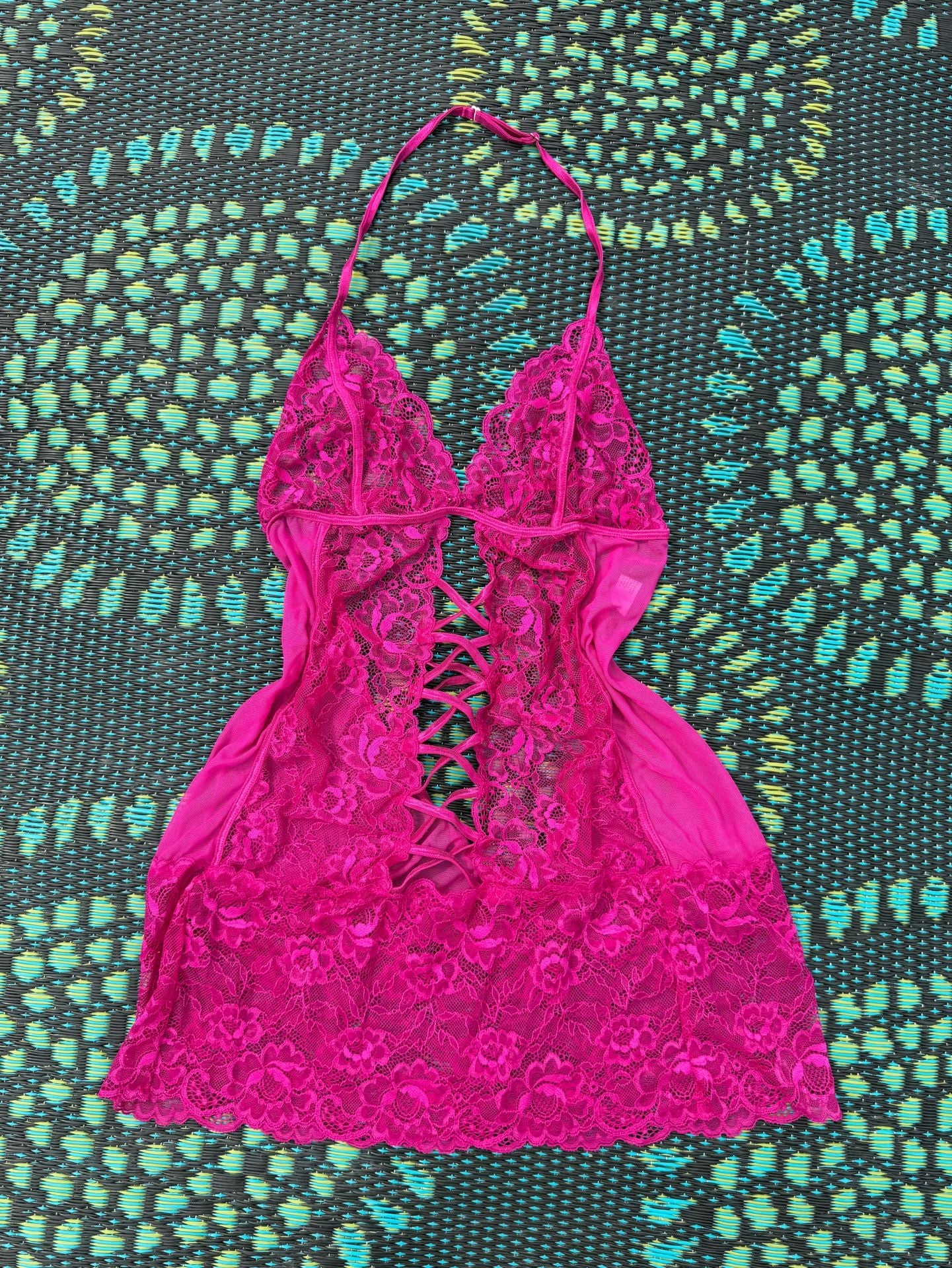 Seduction by Frederick's of Hollywood Chemise Size L Pink Lace Lingerie 2