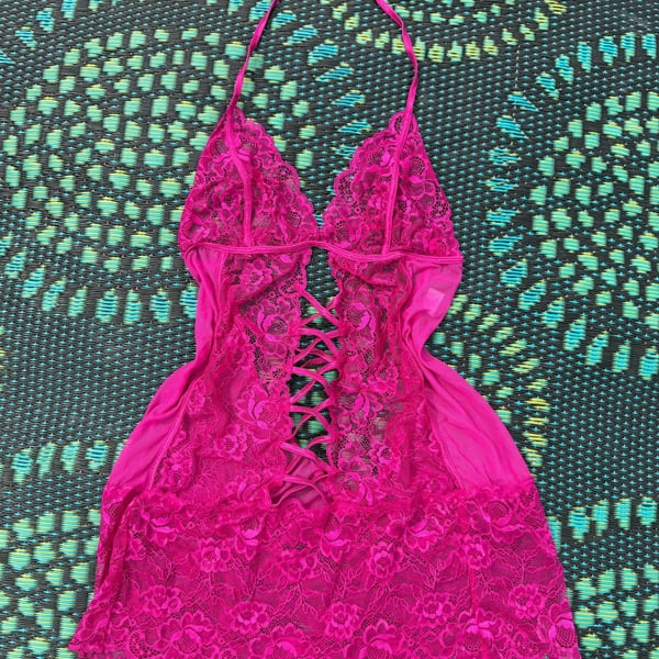 Seduction by Frederick's of Hollywood Chemise Size L Pink Lace Lingerie