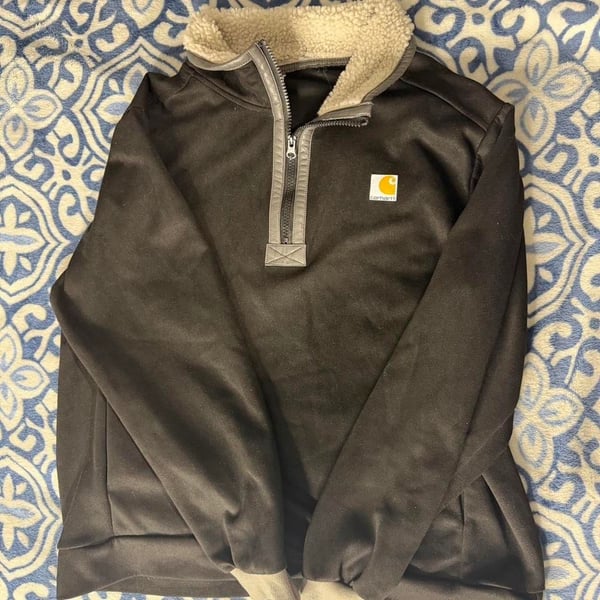 Carhartt 1/4-Zip Pullover Size M Black Sherpa Collar Sweatshirt