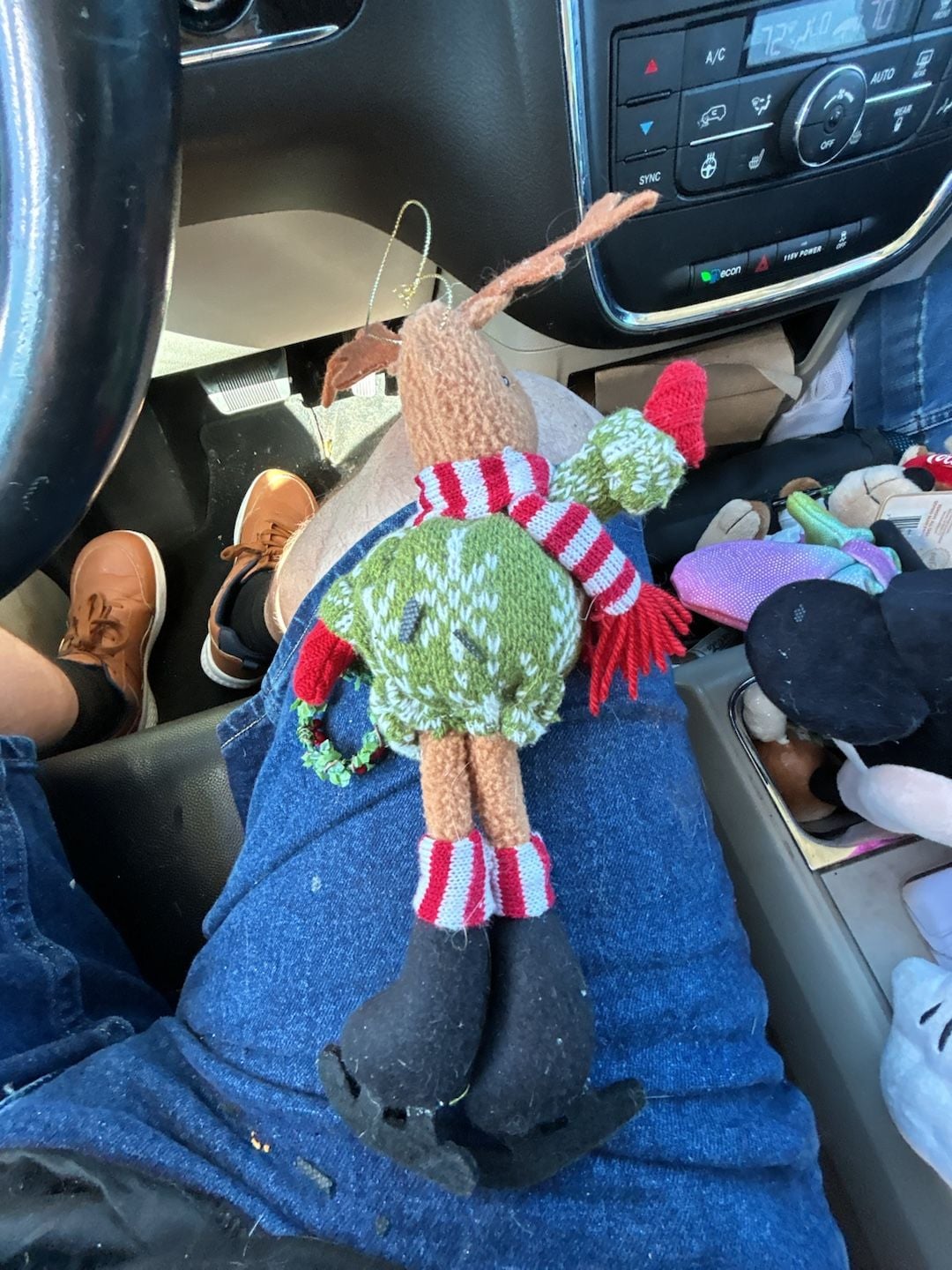 Holiday Christmas Reindeer Plush Ornament Green Sweater Scarf Ice Skates 2