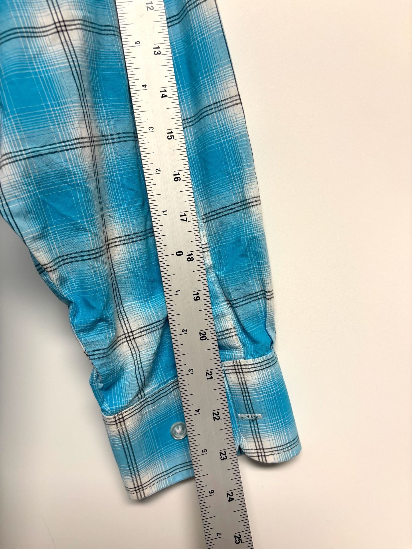 Wrangler Western Shirt Size XXL Turquoise Logo Plaid Long Sleeve 8