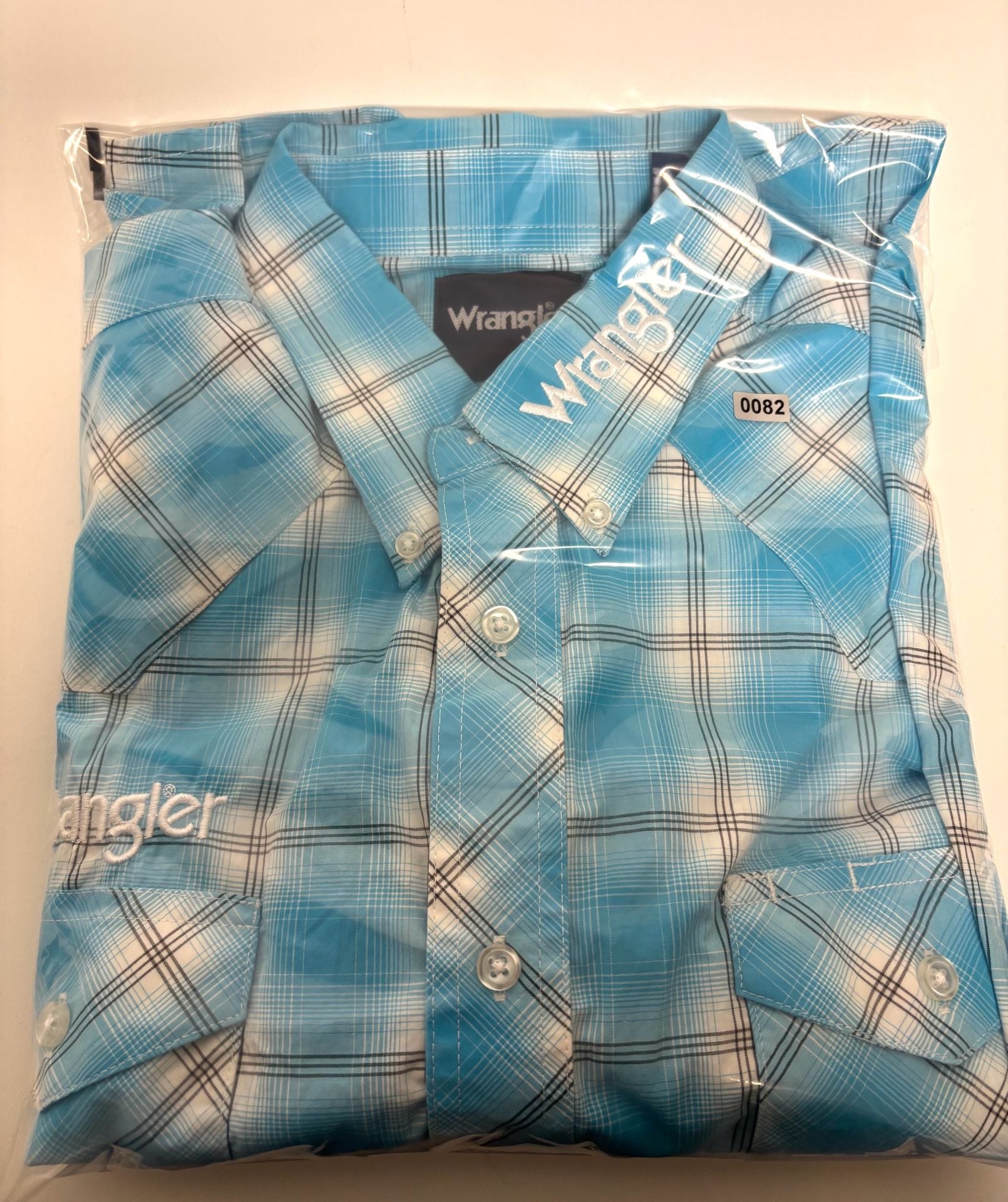 Wrangler Western Shirt Size XXL Turquoise Logo Plaid Long Sleeve 9