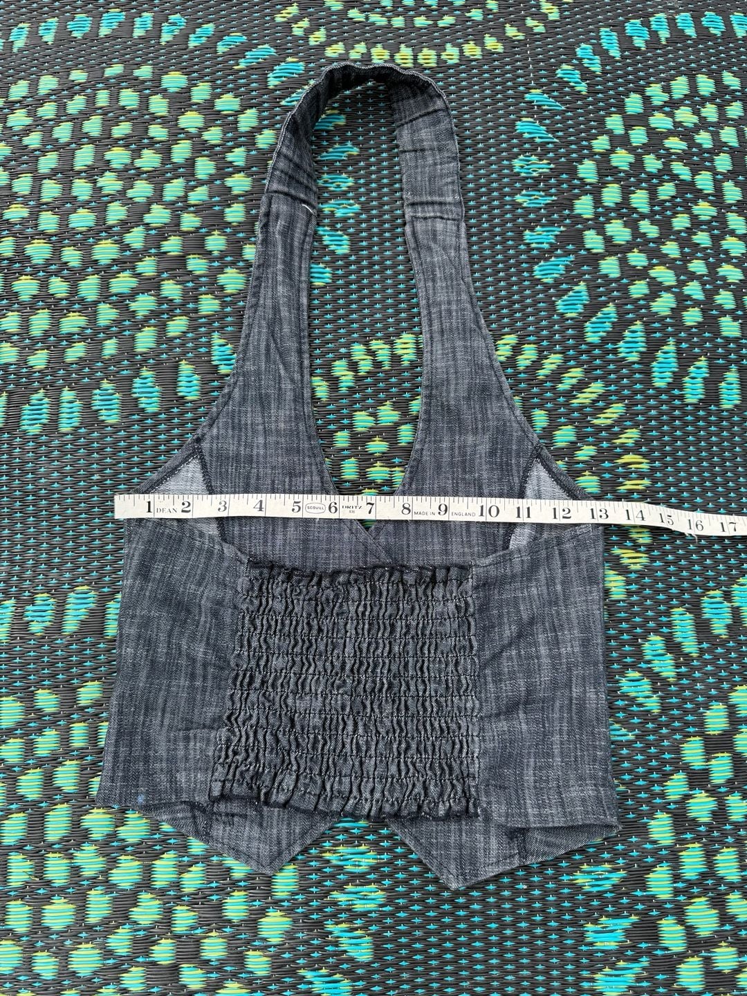 Wet Seal Halter Vest Size S Gray Button Up Denim Crop Top 4