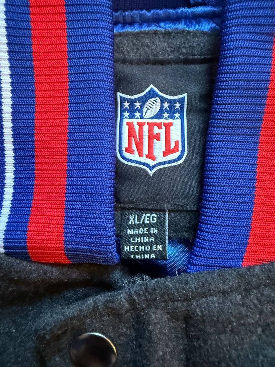 NFL New York Giants Varsity Jacket XL Grey Wool Leather Bomber 4