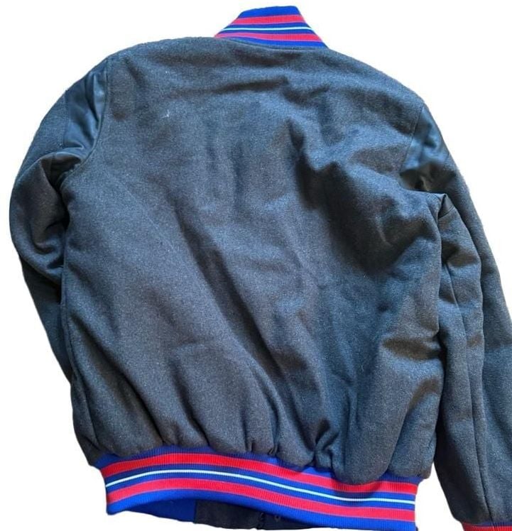 NFL New York Giants Varsity Jacket XL Grey Wool Leather Bomber 5