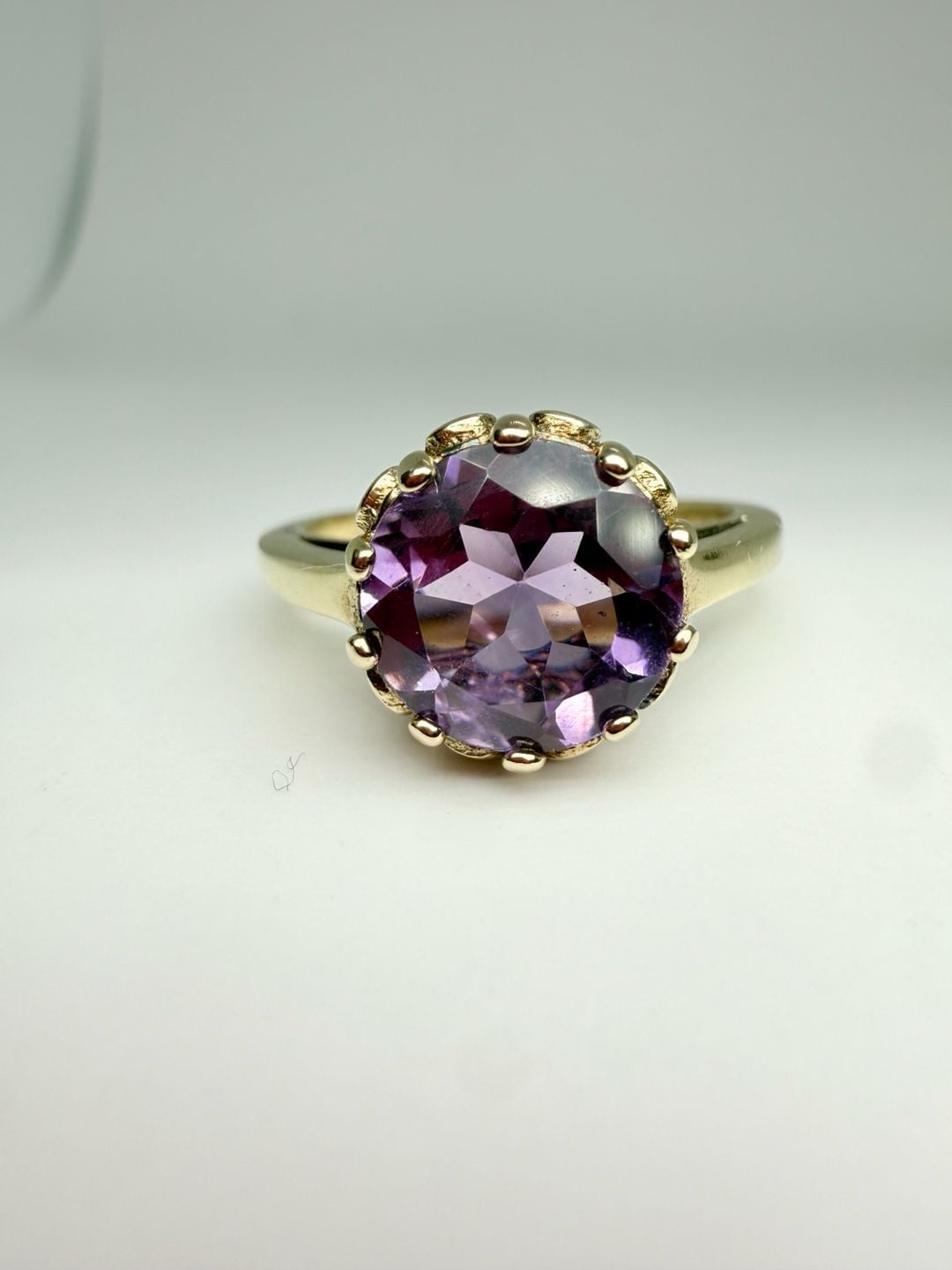 Amethyst Ring Gold Over Sterling Silver Purple Gemstone 7