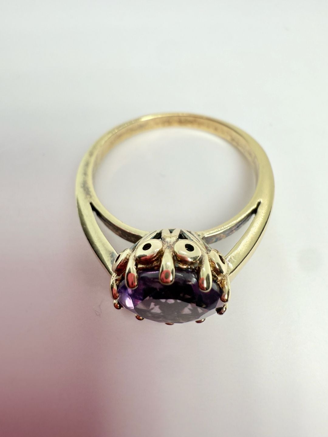 Amethyst Ring Gold Over Sterling Silver Purple Gemstone 8