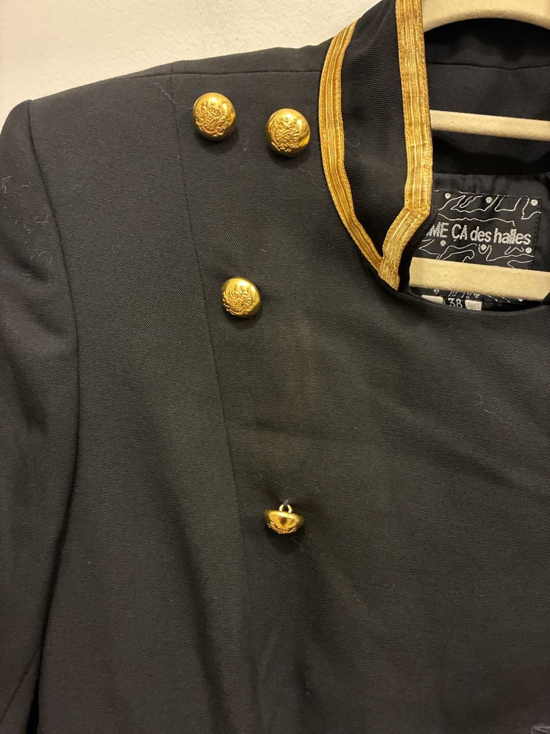 RARE! Vintage 1990s Comme Ca Des Halles Military Blazer Size 38 Black 5