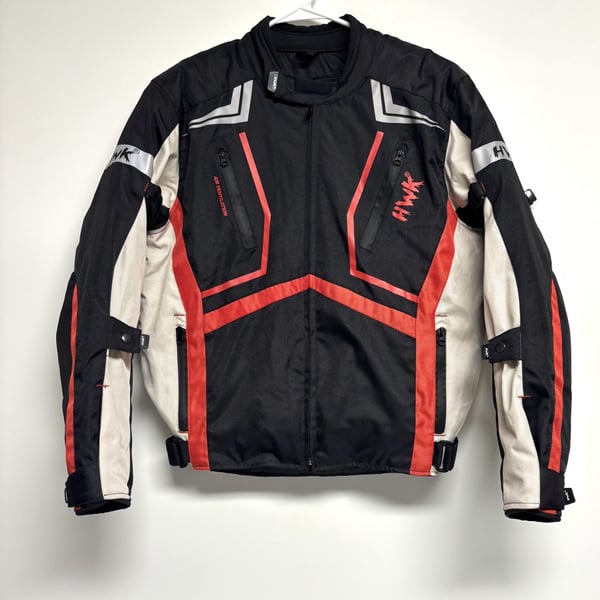 HWK Scorpion Motorcycle Jacket Medium Black Red Textile