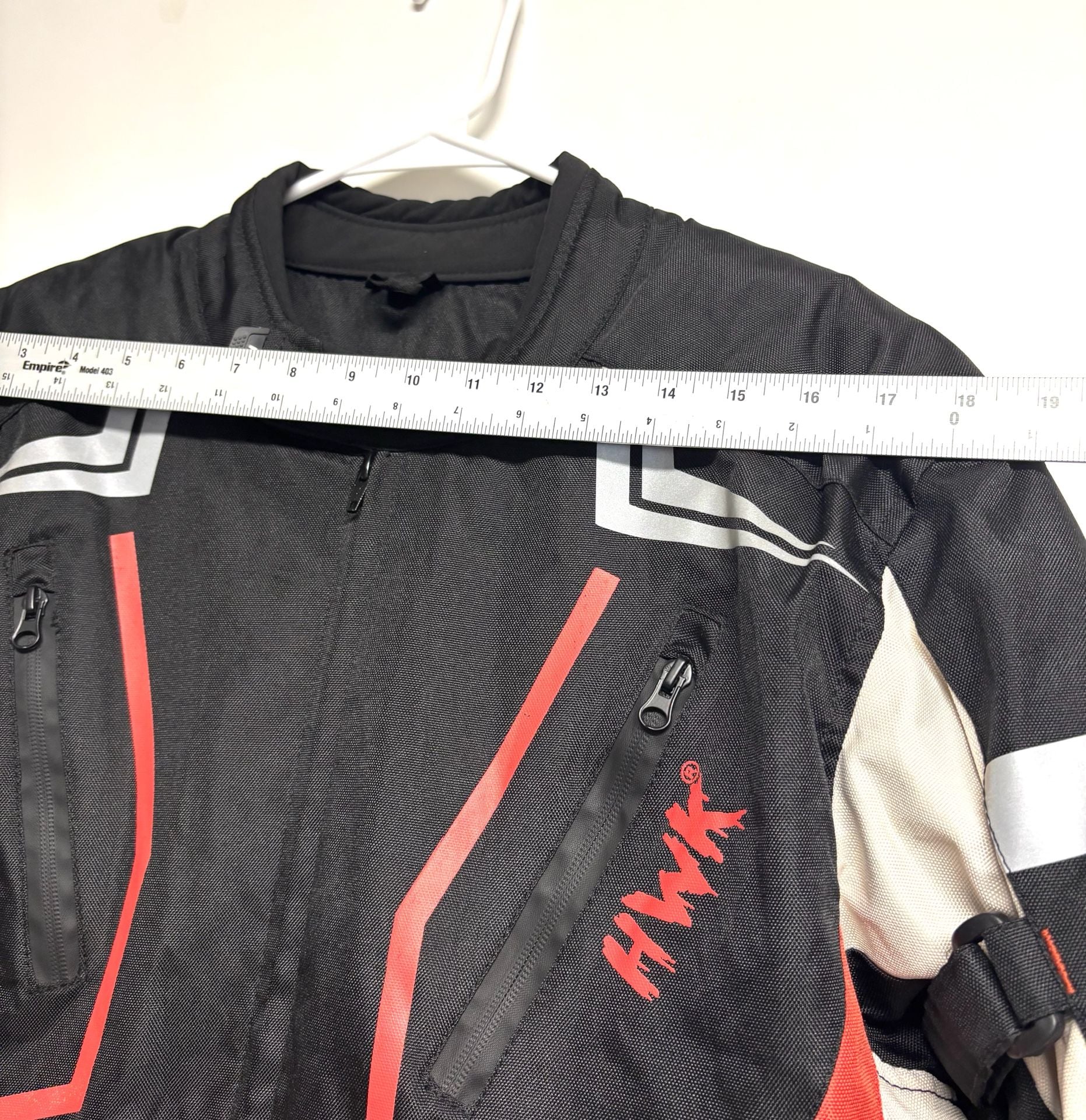 HWK Scorpion Motorcycle Jacket Medium Black Red Textile 7