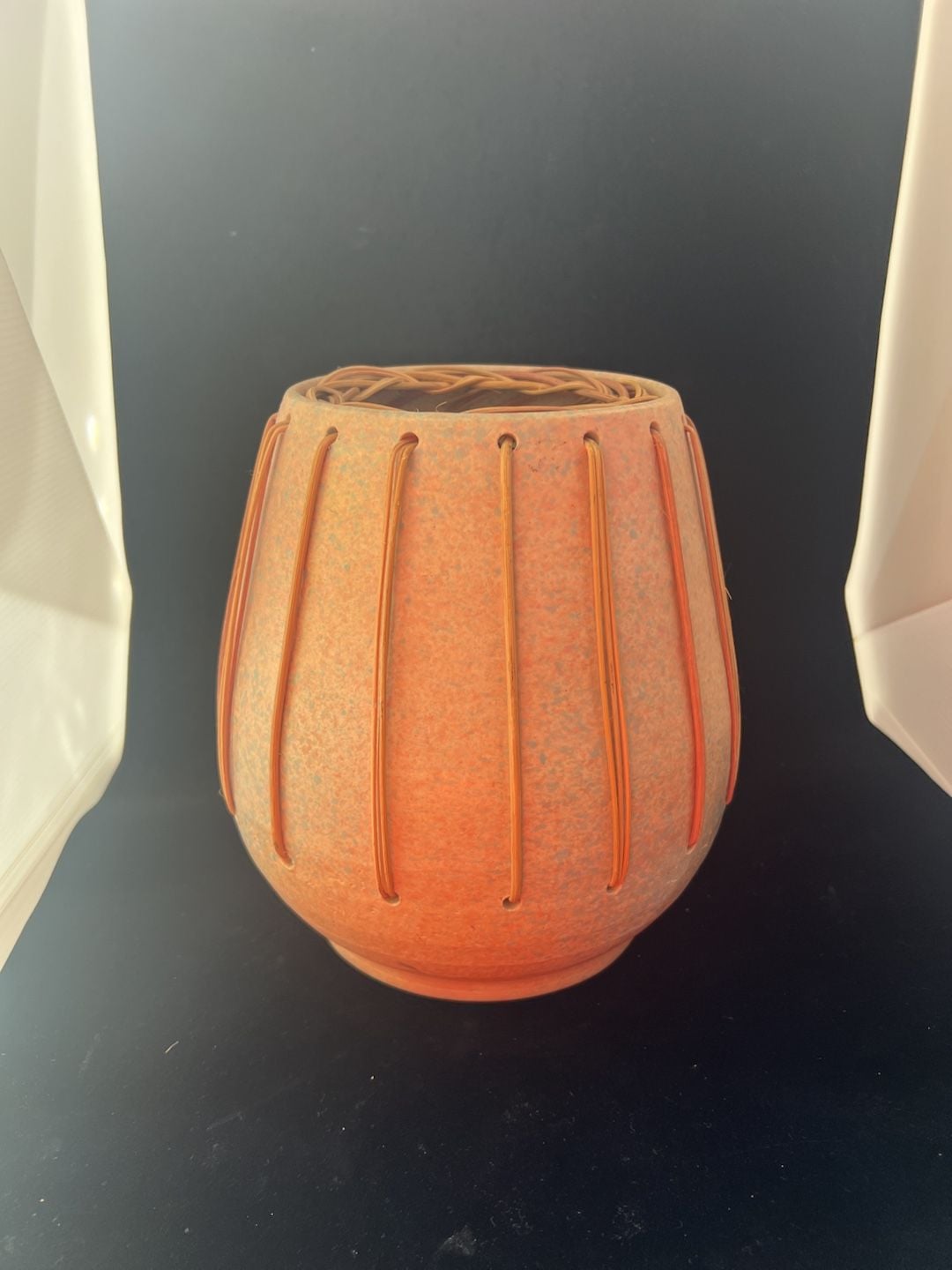 Studio Art Pottery Vase Size 7.5 Orange Speckled Terracotta 1
