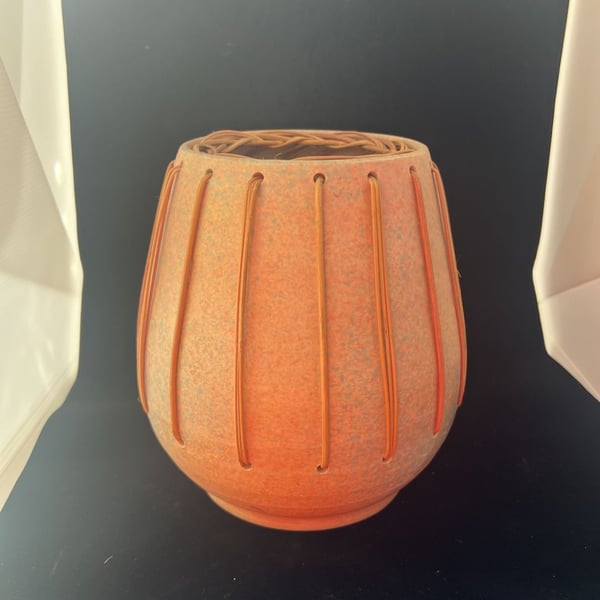 Studio Art Pottery Vase Size 7.5 Orange Speckled Terracotta