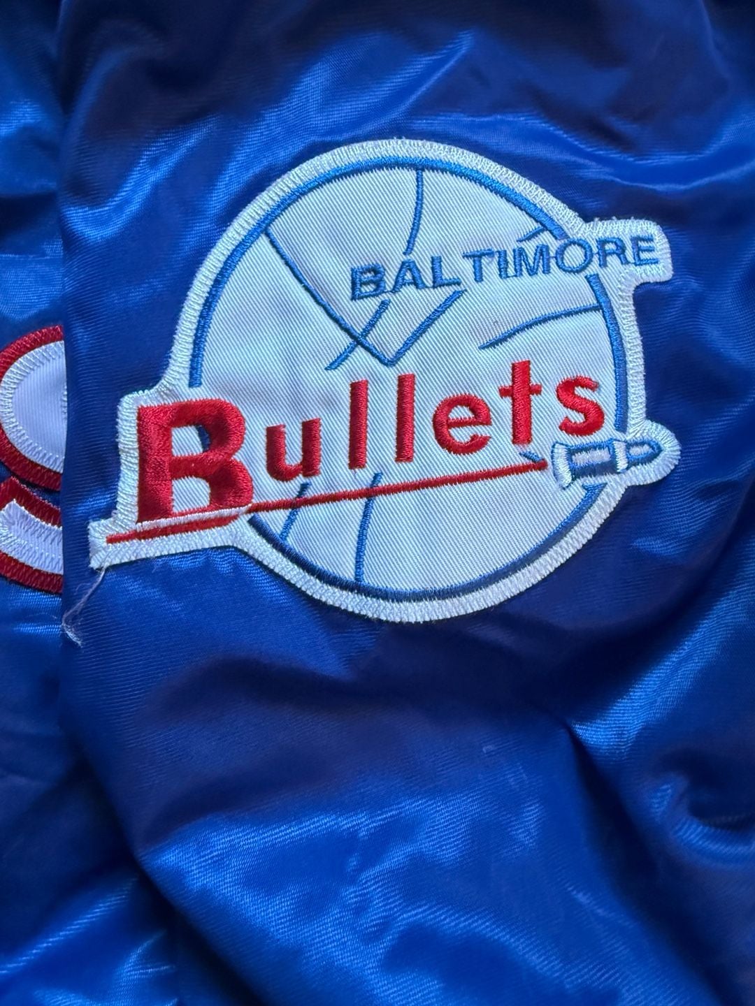 Hardwood Classics Baltimore Bullets Satin Bomber Jacket Blue 3