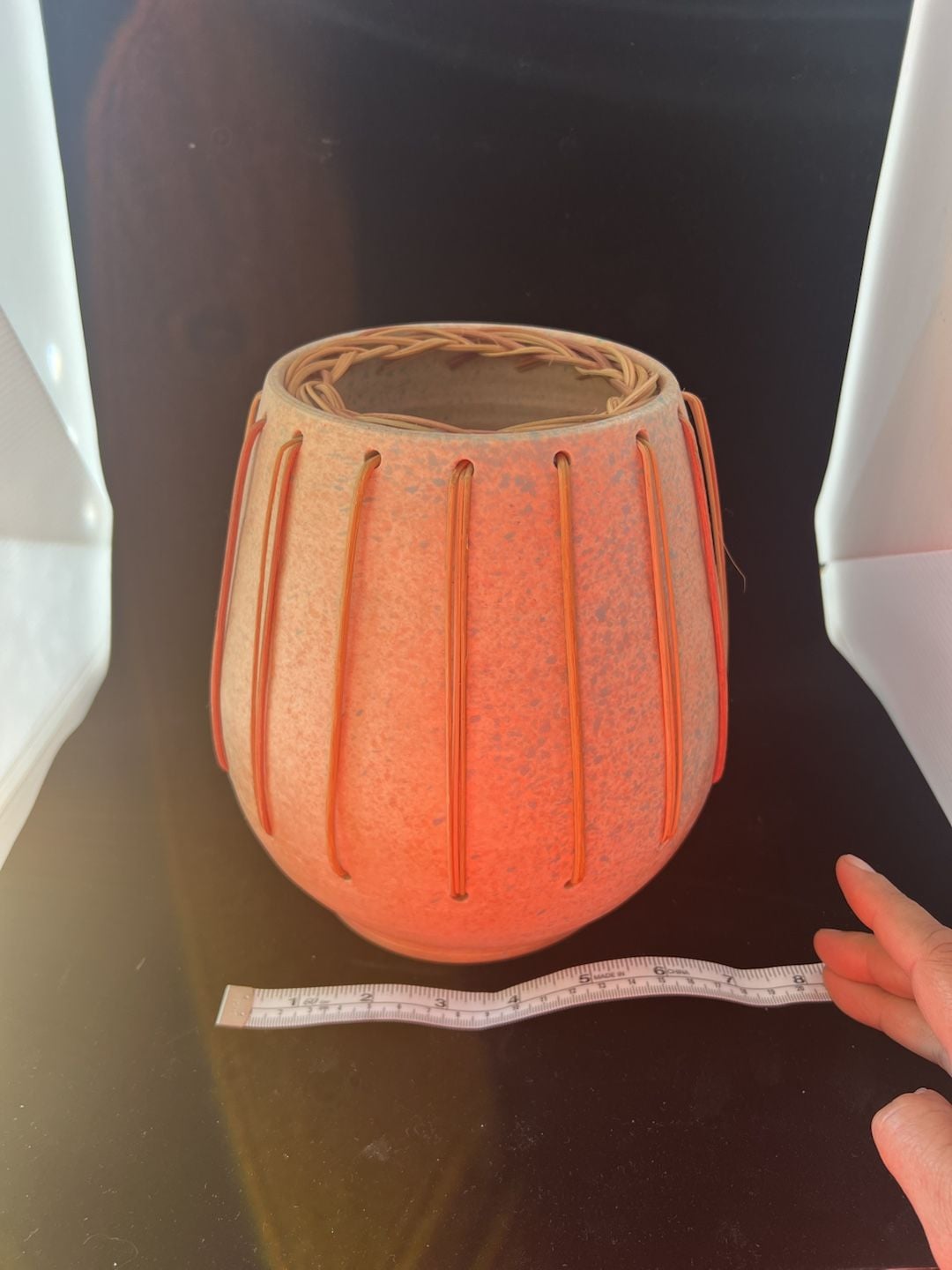 Studio Art Pottery Vase Size 7.5 Orange Speckled Terracotta 5