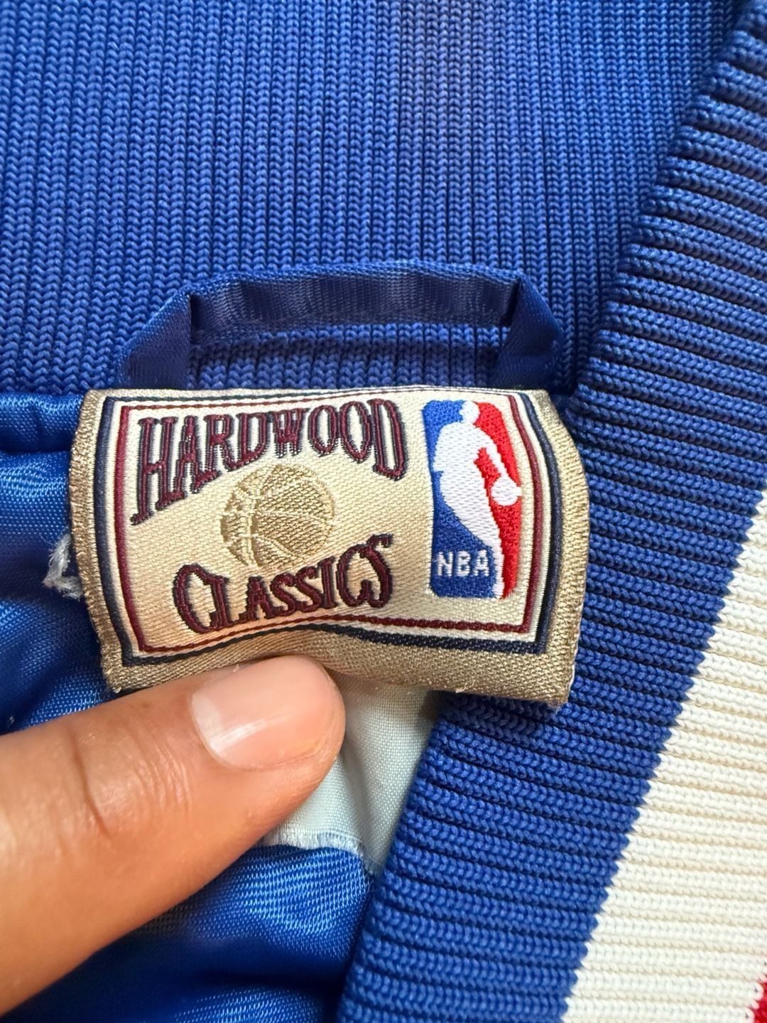 Hardwood Classics Baltimore Bullets Satin Bomber Jacket Blue 4