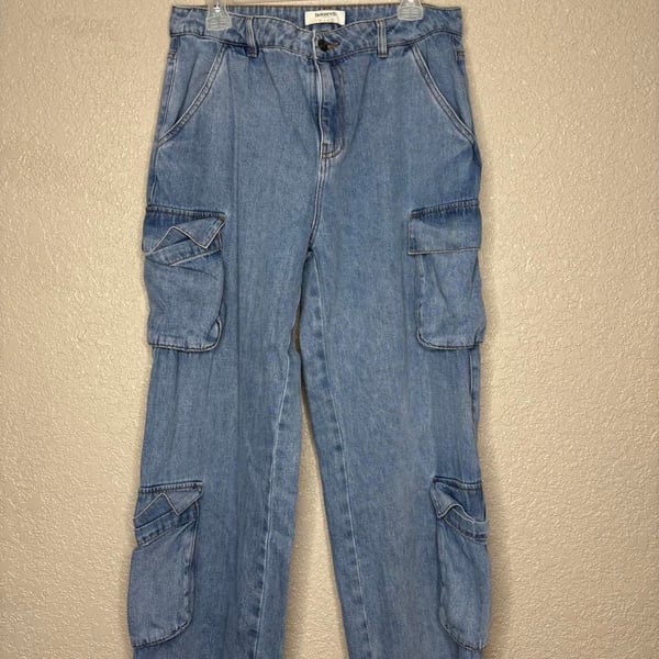 House of CB Cargo Jeans Size L Light Blue Denim Utility Pants