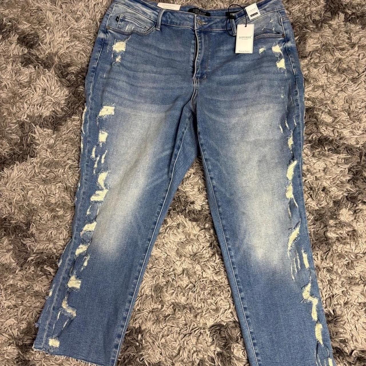 Judy Blue Straight Leg Jeans Size 18W Destroyed Side Seam 2