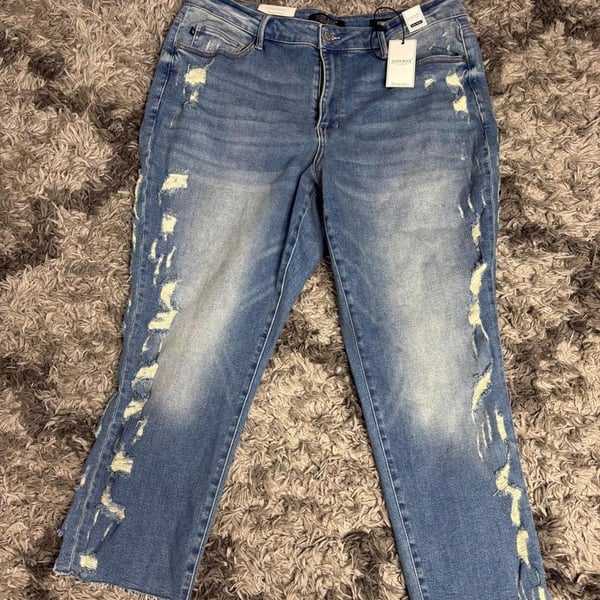 Judy Blue Straight Leg Jeans Size 18W Destroyed Side Seam